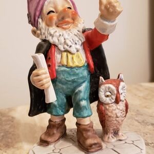 VTG 1970 Goebel Ceramic Figurine Co-Boy Gnome Brum The Attorney W/ His Wise Owl